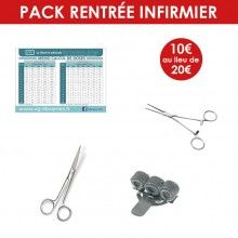 Pack infirmier (mémo calcul de doses + pince Kocher + ciseaux + porte-stylo)